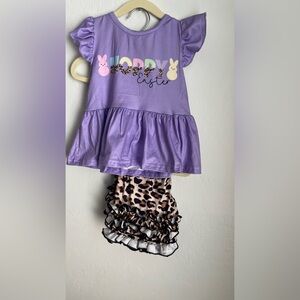 Purple Easter Dress with Leopard Print Leggings